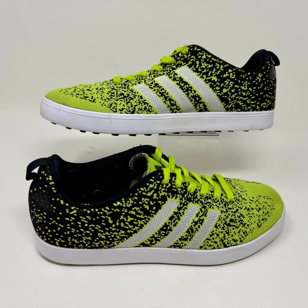 Adidas Adicross Spikeless Golf Shoes Solar Lime & Black Knit Men's 10.5